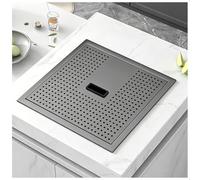 Évier Cuisine En Acier Inoxydable 1 Bac À Encastrer Avec Couvercle, Évier Multifonction Caché Gain De Place For Petite Cuisine, For Meuble, Avec Kit De Vidange(Black-Gray#1,45x45cm)