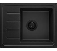 Evier Cuisine en Granit 55x44cm, Lavabo 1 bac + Kit de Vidage Copenhague Easy Tout Noir de Primagran