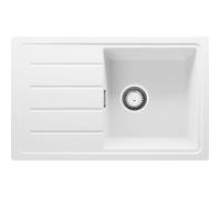 PRIMAGRAN Evier Cuisine en Granit Blanc 70x44cm, Lavabo 1 bac + Kit de Vidage, Évier à Encastrer al mueble 45cm - Copenhague Easy