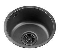 Evier Cuisine Evier INOX 1 Bac 30-35 cm lavabo de Cuisine en Acier Inoxydable 304 Paquet d'évier Simple Petit évier Rond de comptoir de Bar Nano Noir (Color : Black, S : 35 * 35 * 15cm)
