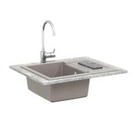 Évier Cuisine Gris Quartz Résine 620 x 500 mm avec Kit Vidange | Surface -taches, facile à entretenir, installation simple, design moderne, adapté aux cuisines contemporaines et