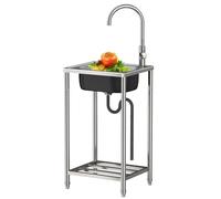 Évier Cuisine Inox Évier 1 bac Lavabo Inox Evier Exterieur avec Egouttoir Lave Main Inox pour Faire la Plonge Cuisine de Restaurants,Salle de Bain,Garages,Entrepôts (37 * 42 * 82CM)