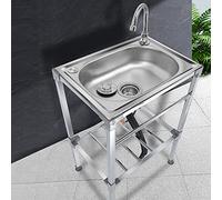 Évier Cuisine Inox Lavabo Cuisine Avec Robinet,Extérieur Évier De Jardin Lavabo Restaurant Cuve Simple,Éviers Commerciaux Autoportant,Pour Buanderie,Camping,Entrepôt (38x33x83cm/15x13x33in)