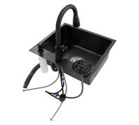 Evier Cuisine Inox Noir Multifonction, Evier Encastrable Robinet Extractible, Évier de Cuisine avec Lave-Tasse et Distributeur Savon, Panier Drainage, Trop-Plein, Restaurant Maison, 50x45cm