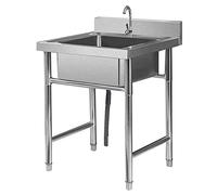 Evier Cuisine Plan De Travail Table, Evier INOX 1 Bac avec Egouttoir Et Robinet, Jardin Plonge pour Exterieur Intérieur, Cuisine Exterieure Barbecue avec Evier