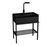 Evier Cuisine Professionnel 1 Bac Lavabo Exterieur Acier Inoxydable avec Support de Stockage for Restaurant Jardin Terrasse Salle de Bain Atelier(60 * 45 * 90cm)