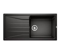 ?évier cuisine Silgranit© noir 100 x 50 cm, a encastrer, 1 cuve égouttoir réversible, BLANCO SONA XL 6S, vidage manu, siphon Noir G