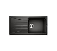 ?évier cuisine Silgranit noir 100 x 50 cm, a encastrer, 1 cuve égouttoir réversible, BLANCO SONA XL 6S, vidage manu, siphon