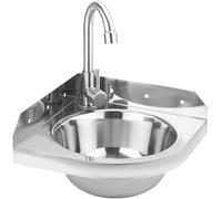 Évier D’Angle en Acier Inoxydable, évier Mural, Lavabo à Main, Cuve Unique avec Robinet, économise De L’Espace, Idéal pour Camping-Car, Bateau, Salle De Bain, Cuisine, Toil, Edelstahl 304