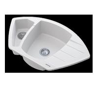 Évier d'Angle en Granit Granitan Compact avec Siphon et Mitigeur Beta Blanc - 1 Ensemble
