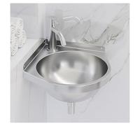 Évier d'angle mural en acier inoxydable 304 - Lavabo triangulaire avec bord bloquant l'eau, idéal pour salle de bain, buanderie et restaurant - Compact 21,1 x 21,1 x 15 cm (L x l x P)