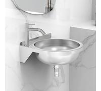Évier d'angle Mural en Acier Inoxydable, lavabo Ovale, Design Compact, Petit évier de Salle de Bain, Cuisine, Patio, élégant et Durable (Argent)