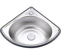 Évier d'angle triangulaire en acier inoxydable - Lavabo mural compact pour camping-car et caravane Installation facile - Économie d'espace - Finition argentée élégante