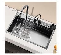 Évier de bar avec robinet, évier Nano Waterfall en acier inoxydable 304 avec affichage numérique et lave-tasses sous pression Flying Rain