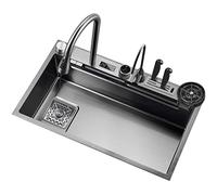 Évier de bar avec robinet, évier Nano Waterfall en acier inoxydable 304 avec affichage numérique et lave-tasses sous pression Flying Rain