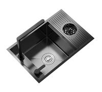 Évier de bar/camping-car 60/70 cm avec couvercle de robinet pliable et lave-tasses en acier inoxydable, petit équipement commercial pour café (60 x 40 x 22 cm)