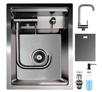 Évier de bar de cuisine dissimulé avec robinet pliable, poste de travail sous plan en acier inoxydable pour petite cuisine, camping-car et zones de préparation