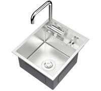 Évier de Bar dissimulé à Une cuve avec Couvercle, en Acier Inoxydable 304, adapté aux Cuisines de Camping-Cars - Petit Mini lavabo avec Robinet et Tuyau d'évacuation, Peut être utilisé dans