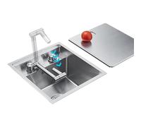 Évier de Bar dissimulé à Une cuve avec Couvercle, en Acier Inoxydable 304, adapté aux Cuisines de Camping-Cars - Petit Mini lavabo avec Robinet et Tuyau d'évacuation, Peut être utilisé dans