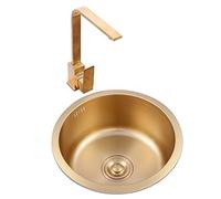 Évier de bar en acier inoxydable 304 doré à une cuve sous comptoir ou encastrable pour petite cuisine, balcon, décoration élégante, 3,40 x 40 cm, design durable et élégant