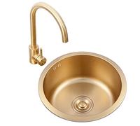 Évier de bar en acier inoxydable 304 doré à une cuve sous comptoir ou encastrable pour petite cuisine, balcon, décoration élégante, 3,40 x 40 cm, design durable et élégant