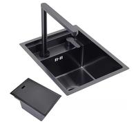 Évier de bar en acier inoxydable - Mini lavabo compact pour restaurants, cafés, appartements et petites cuisines avec siphon (30 x 45 x 22 cm)