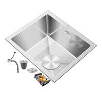 Évier de bar en acier inoxydable noir/argenté, à cuve unique, encastré sous plan, motif nid d'abeille, facile à nettoyer (argenté, 45 x 40 cm)