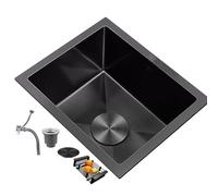 Évier de bar en acier inoxydable noir/argenté, à cuve unique, encastré sous plan, motif nid d'abeille, facile à nettoyer (noir, 25 x 40 cm)