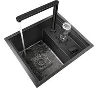 Évier de bar Éviers de cuisine Évier de cuisine en acier inoxydable Îlot central Poste de travail à cuve unique avec lave-gobelet à pression