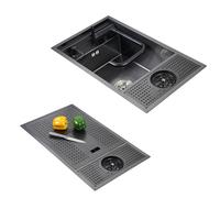 Évier de Bar Moderne encastré pour Petite Cuisine, Noir, avec Robinet dissimulé, évier Simple, Montage sous Plan/en Surface, Style campagnard, Lave-gobelet, Distributeur de Savon, Ensemble d