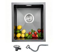 Évier de bar sous plan inox 304 30×40 cm, cuve unique noire pour camping-car et caravane