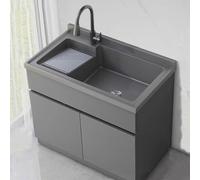 Évier de buanderie avec Meuble et Robinet douchette extractible, lavabo Utilitaire avec Meuble en Aluminium, Meuble avec évier pour Chambre, Cuisine, Salle de Bain, sous-