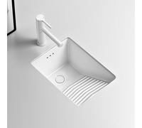 Évier de buanderie avec Plan de Travail, lavabo en céramique sous Plan, Meuble-lavabo en céramique Blanc avec Robinet sous Plan, bonde et vis de Montage, pour Cuisines, balcons, co