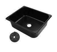 Évier de camping-car en acier inoxydable 304, bol simple carré de 12,6" x 10,2" x 3,9" avec sortie et crépine de 40 mm, lavabo sous plan pour camping-car, caravane, bateau,