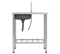 Évier de camping en acier inoxydable avec robinet, évier 75 x 40 x 15 cm, égouttoir, base 73 x 38 x 86 cm, idéal pour cuisine, buanderie et extérieur