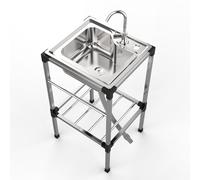 Évier de Camping Inox, Evier Exterieur Lavabo Cuisine Evier Multifonction Avec Robinet Plonge Inox Lavabo Autoportant Évier Commercial pour Garage Jardin 58X43cm