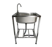 Evier Portable Camping Glamping Pêche Acier Inoxydable 60 x 79 x 45 cm Jardin Extérieur Kit Evacuation Eau inclus Microfibre GRATUITE Lavabo Robinet 360°