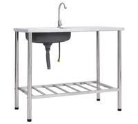 Evier de Camping Seul Lavabo avec Robinet Acier Inoxydable Extérieur vidaXL