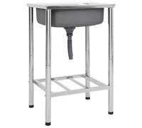 vidaXL Évier de camping Seul lavabo avec robinet Acier inoxydable