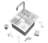 Évier de comptoir de Bar, évier de Camping-Car, évier de Cuisine encastré avec Robinet et Couvercle, évier en Acier Inoxydable, évier de Cuisine intégré, évier de Cuisine à Une cuve, évier d