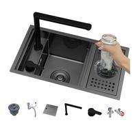 Évier De Comptoir Encastré Invisible Avec Couvercle Et Robinet Relevable, Bac Lavage Et De Préparation Compact Pour Cuisines Professionnelles Restaurants Camping-cars(58 * 32 * 23cm)