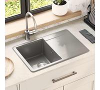 vidaXL Évier de cuisine 670 x 460 mm Gris 80 % quartz et 20 % résine