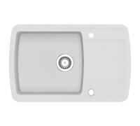 Évier de Cuisine 1 Bac, Lavabo Cuisine Evier à Poser Granit Seul lavabo Blanc