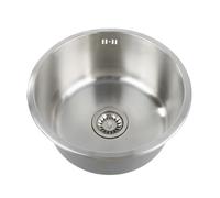 Evier de cuisine 1 bac rond - JEOBEST - Avec égouttoir vidage complet - Acier inoxydable - Gris