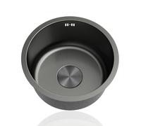 éVier de Cuisine 1 Bac Rond,Petit Evier Cuisine Noir,Mini Evier Inox,Lavabo Cuisin pour Caravane,Bar,FaçOns D'Installer Sur Le Plan et Sous Plan