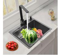 Évier de Cuisine 45*40cm - Évier de Cuisine en Acier Inoxydable avec Robinet, Panier de Drainage - EVIER DE CUISINE - Lavabo de