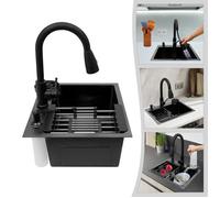 Évier de Cuisine 45*40cm - Lavabo de Cuisine - Évier de Cuisine en Acier Inoxydable - Évier avec Robinet Extractible, Lave-Tasse