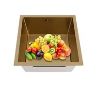 Évier de cuisine, 45 x 45 cm, en acier inoxydable, avec filtre d'évacuation, sous évier ou sur le plan de travail, pour cuisines, bars, blanchisseries, appartements (doré)