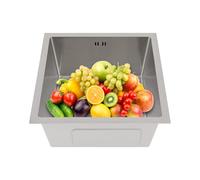 Évier de cuisine, 45 x 45 cm, en acier inoxydable, avec filtre d'évacuation, sous évier ou sur le plan de travail, pour cuisines, bars, blanchisseries, appartements (argenté)