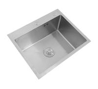 Évier de cuisine - 55 x 45 x 22 cm - 1 bac encastrable - Rectangulaire - Moderne - En acier inoxydable - Avec bonde - Protection anti-débordement et revêtement anti-condensation - Argenté